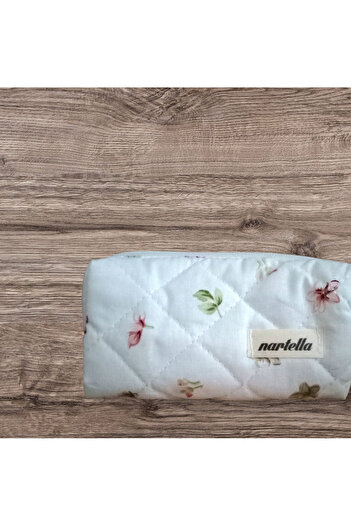 nartella Soft Çiçek Desenli Mini Bozuk Para Cüzdanı Mini Kozmetik Makyaj Çantası Mini Kapitone Cüzdan