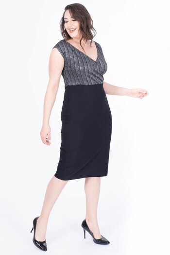 MYLİNE Glitter Drop Neck Wrap Dress