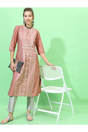 Vishudh By Styli Women Orange Viscose Rayon Kurta