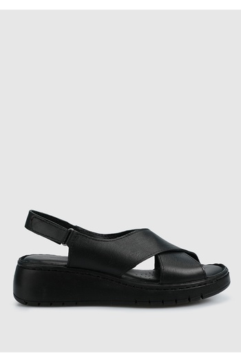 Eclipse Leather Women's Black Flat Sandals