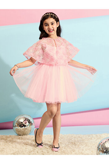 Stylo Bug By Styli Embellished Cape Sleeves A-Line Dress