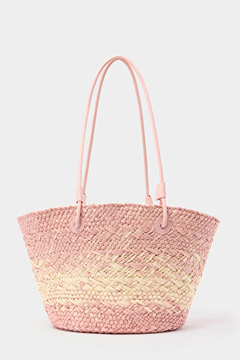 Touché Privé Leather Strap Straw Bag
