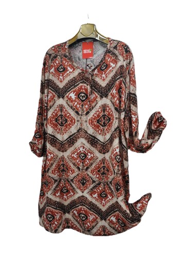 elma abone Large Size Viscose Lace-Up Tunic