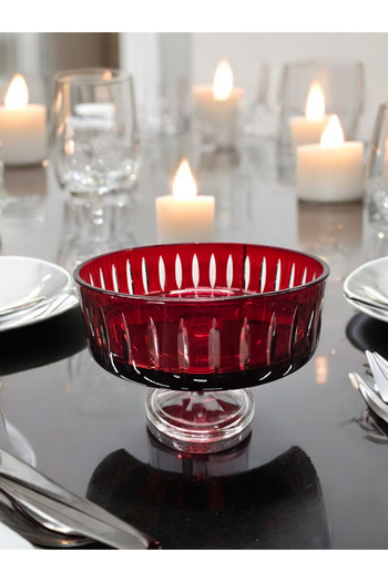 AYZ HOME 25 cm Footed Colorful Cut Crystal Glass Bowl