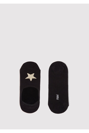 Mavi Star Embroidered Black Ballerina Socks 1911583 -900