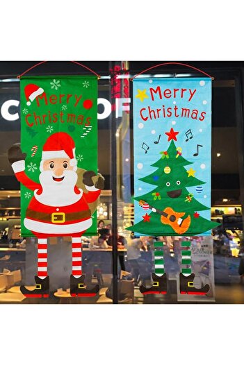 COOYA Hangable Christmas decoration picture,non-woven,for window display,party decoration,115x40 cm