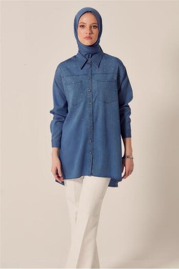Alvina Stone Printed Denim Tunic 45508