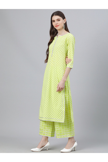 Libas By Styli Printed Kurta with Palazzo and Chiffon Solid Dupatta Set