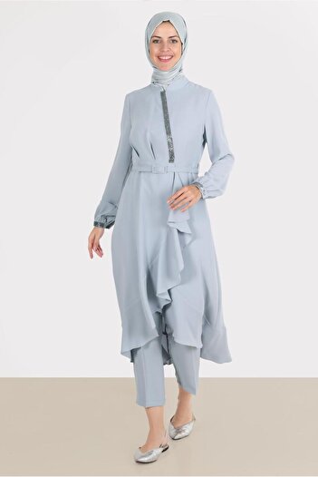 Alvina Stone Detailed Pants Set 30260