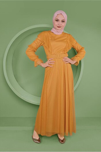 Alvina Belted Tulle Dress 41408