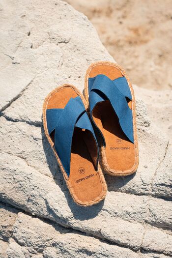 by selvi Lukka Shoes Zeta Сині хрестові лляні чоловічі капці