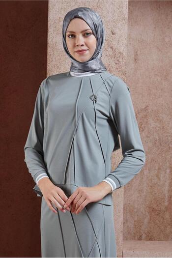 Alvina Skirted and Brooch Detailed Tracksuit Set - 44726