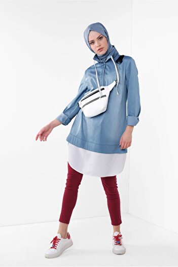 Alvina Lace-Up Lace-Up Denim Tunic 4036