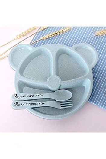 COOYA 3-Piece Wheat Straw Baby Dinnerware Set,Colorful Divided Plates,Dishwasher Safe & Durable(BPA-Free)