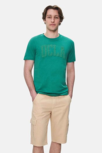 UCLA Ανδρικό μπλουζάκι CULVER Green Crew Neck με στάνταρ εφαρμογή
