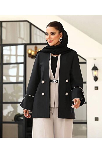 zümrüt moda Belted Piping Detailed Blazer Jacket, Vest, Belt and Trousers, Four-Piece Suit 1722