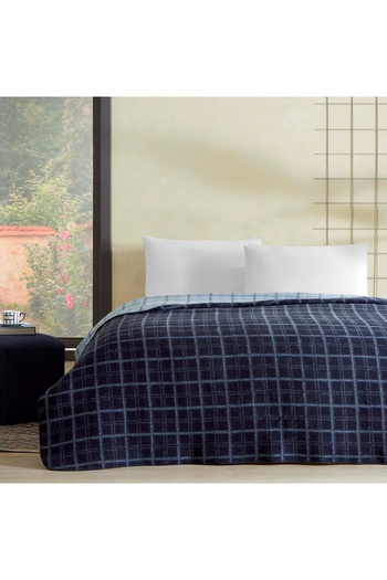 Taç Edwin Cotton Double Blanket Navy Blue