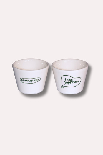 Milky Way Design More Espresso Less Depresso 2-Pack Handleless Cup - 180 Cc