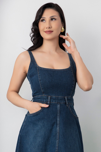 PULLIMM Strappy Pocket Denim Dress - Per299