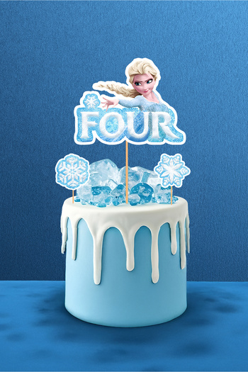 Hey Parti Frozen Elsa Themed 3-Piece Cake Topper - 3 Years Old, 4 Years Old, 5 Years Old Options