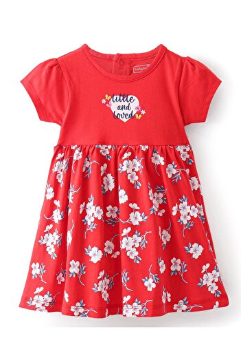 Babyhug Frock With Bloomer Floral Print - Red