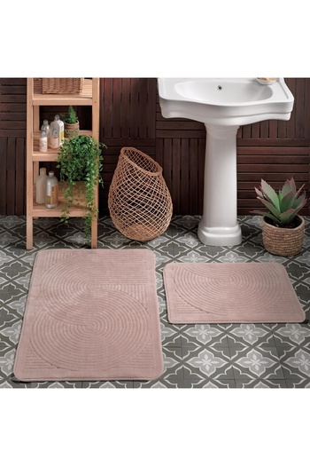 Taç Venise Cotton Bath Mat Set 2Pcs Salmon