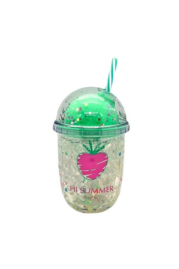 Etoilee Iced Mini Strawberry Turquoise Glitter Straw Bottle
