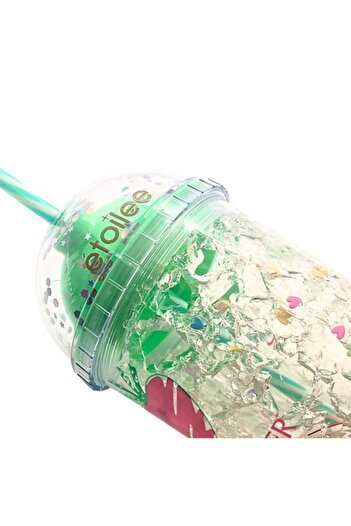 Etoilee Iced Mini Strawberry Turquoise Glitter Straw Bottle