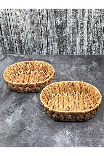YzHome 2 Pieces Wicker Bread Storage Box Organizer Basket Oval