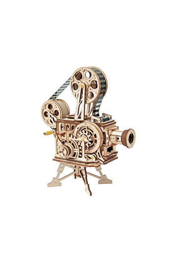 ROKR Vitascope Mechanical Wood Assemble Wooden Vintage Movie Projector Turn Hand Crank to Project Film