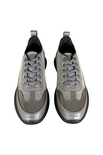 Liger Bağcıklı Kadın Spor Sneaker Ayakkabı FÜME