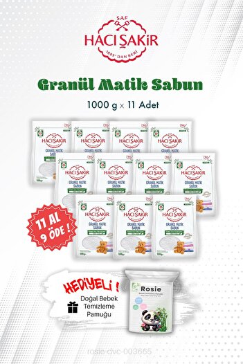 Hacı Şakir 1000 gr 11 Al 9 Öde Granül Matik Bebek Çamaşır Deterjanı Ve Rosie Pamuk