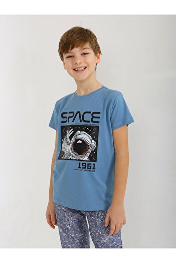 vitmo Set de pijamale pentru bărbați, cu mânecă scurtă, 100% bumbac Go Space