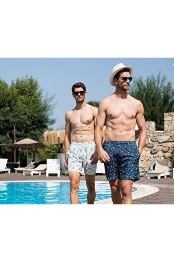 Masimar Men's Printed Three Pocket Quick Dry Swimwear Sea Shorts