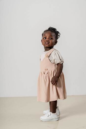 bombe Baby Kids Beige Cotton Comfortable Dress Trend Fashion Girls' Dress Trend Bottom Top Set