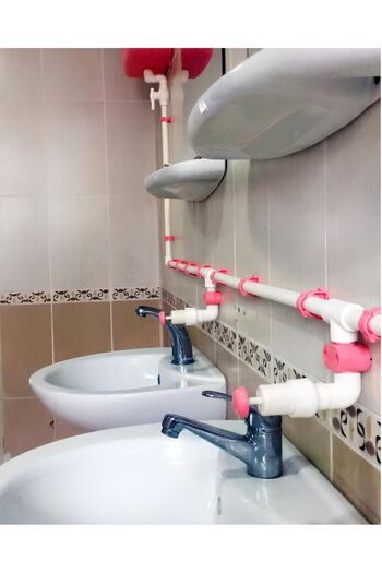 hilal kimya Liquid Soap Dispenser System Replacement Faucet Heads with Tank - Push Button and Bottom Push