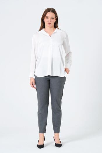 BUSA Maternity Long Sleeve Satin Shirt White