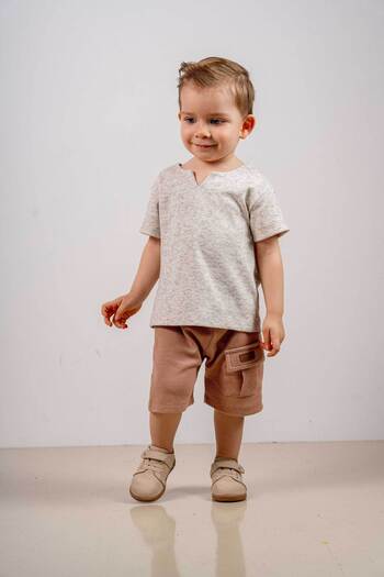 bombe Baby Kids Brown Cotton Shorts Comfortable Set Trend Fashion Girl-Boy Baby Kids Bottom Top Set