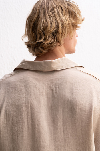 GIESTO Drape Oversize Beige Shirt