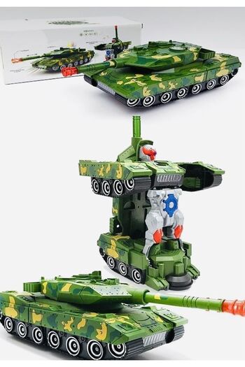 Birlik Oyuncak Transforming Tank Robot Toy with Automatic Deformation 2 in 1 Crash Function
