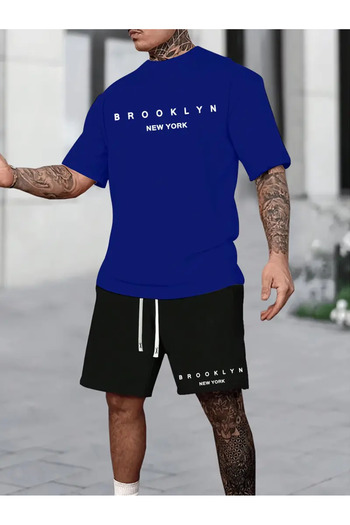 NEW TRENDY COLLECTİON Brooklyn Ny T-Shirt & Shorts Combo for Men with Skinty Sleeves and Ties