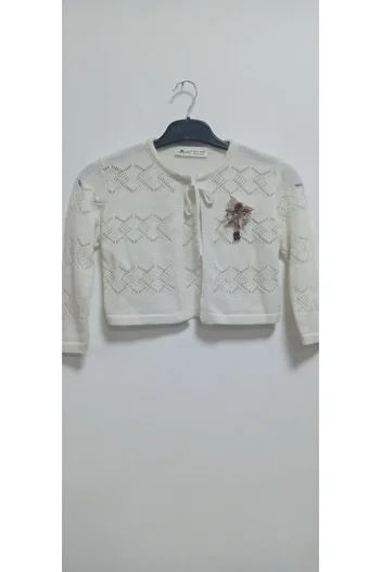 AKŞEN GİYİM Girl's Corrected Openwork Braided 5-6-7-8 Years Old Kısı Knitwear Cardigan