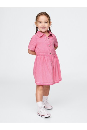 GAP Kız Bebek Pembe Denim Elbise