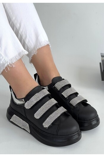 Erbilden Elika Black Skin Velcro Sports Shoes
