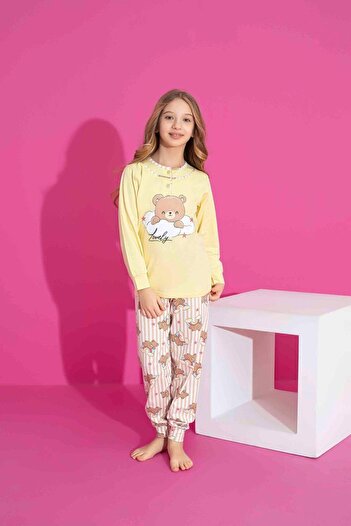 Tarık Girl's Bear Patterned Long Sleeve Pijama Set