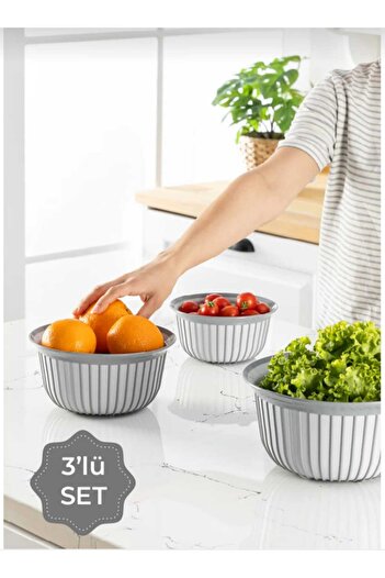 Linea Nınea Yuvarlak Kase 3 Lü Set [5 Lt, 3 Lt, 2 Lt]