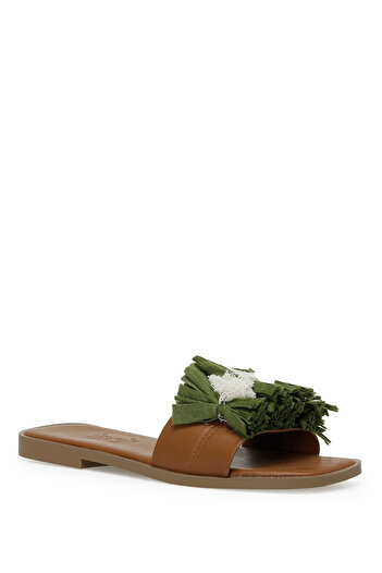 İnci Freyes 3Fx Green Women's Flat Slippers
