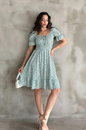 Mila Mint Green Patterned Gimpel Dress