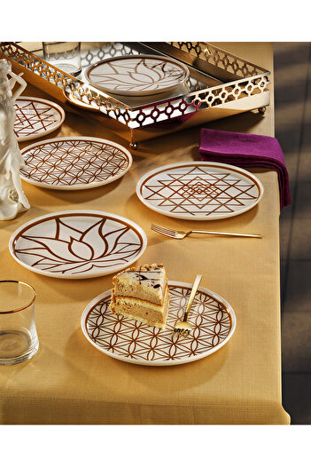 EMBazaar 7 Piece Sriotus Cake Presentation Plate Breakfast Set with Serving Plate and Exclusive Plate Set