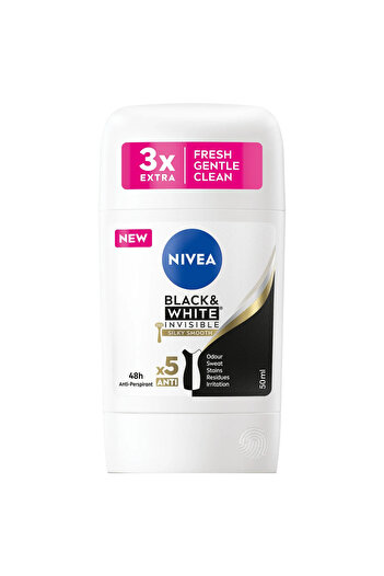 NIVEA ANTIPERSPIRANT STICK 50ML INVISIBLE BLACK WHITE SILKY SMOOTH
